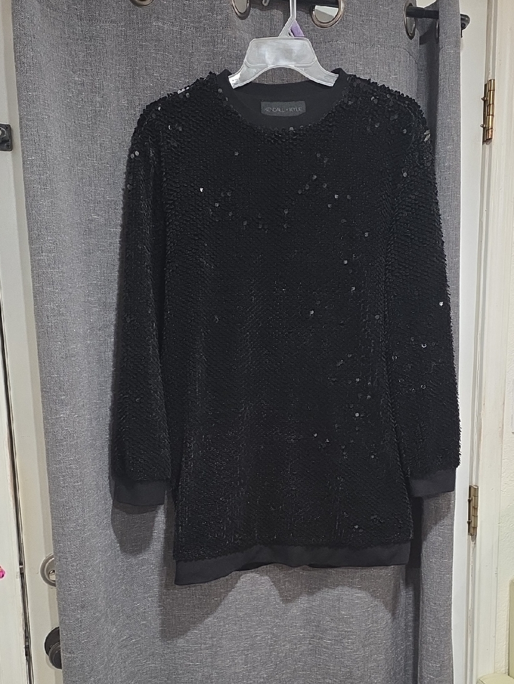 Kendall & Kylie Black Sequin Embellished Sweater Coat